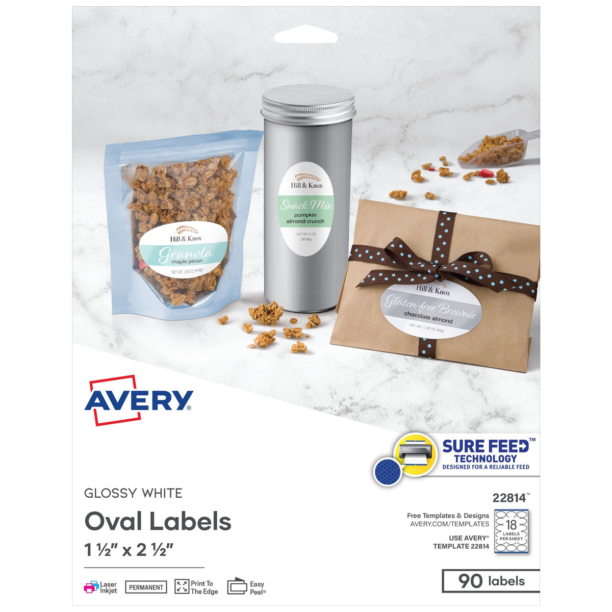 Avery Label, 1 1/2" x 2 1/2", White - 90/Pack