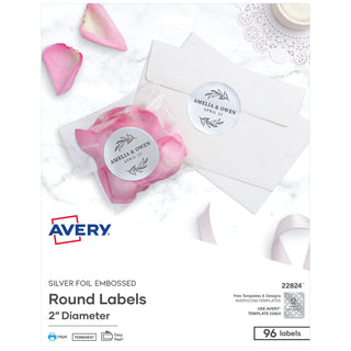 Avery 22824 Foil Label, 2" Diameter, Silver, 96/Pack - Default Title