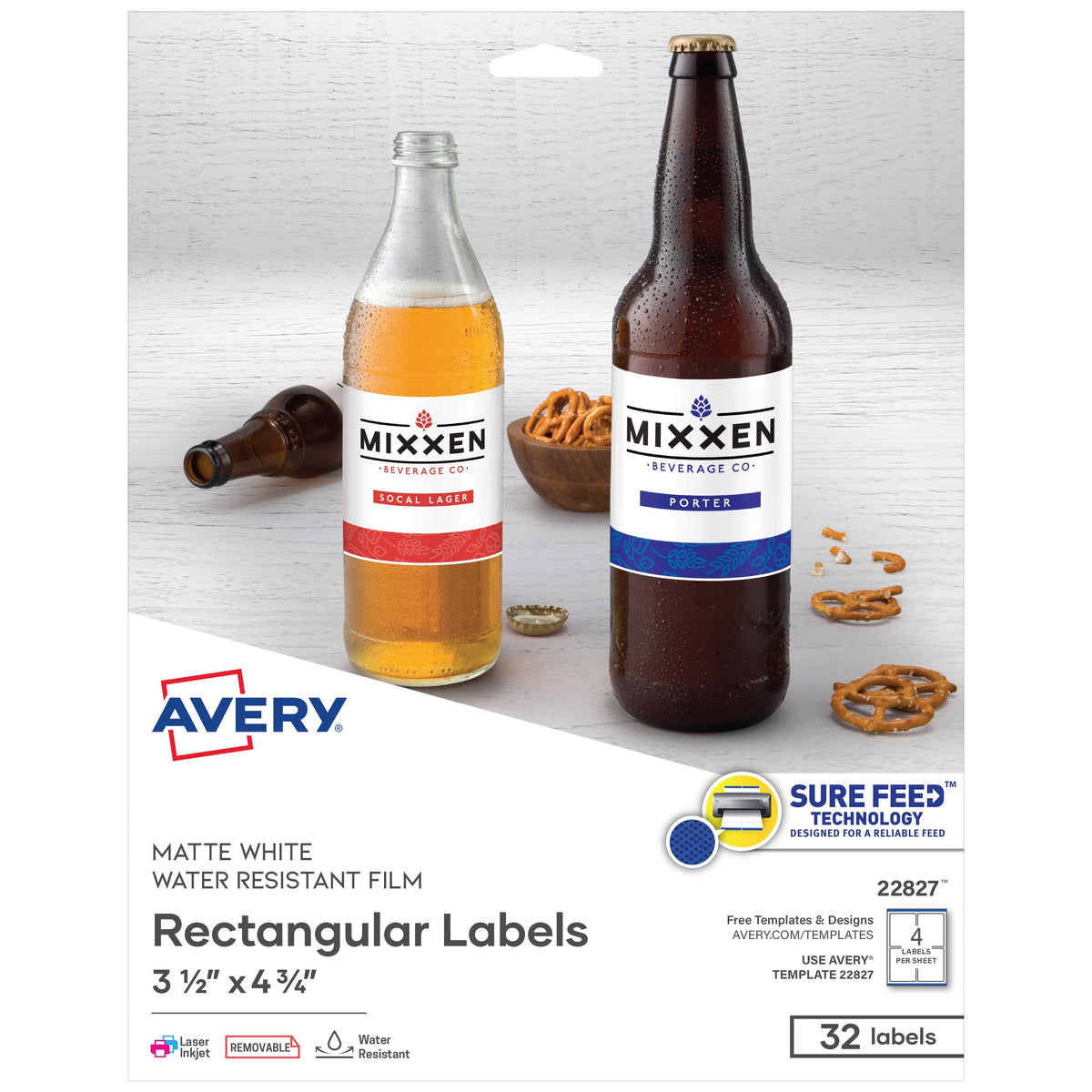 Avery 22827 Polyester Label, 3 1/2" x 4 3/4", White, 32/Pack - Default Title