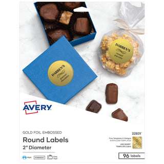 Avery 22831 Foil Label, 2" Diameter, Gold, 96/Pack - Default Title