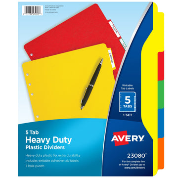 Avery Divider, 8 1/2" x 11", Assorted - 5-Tab
