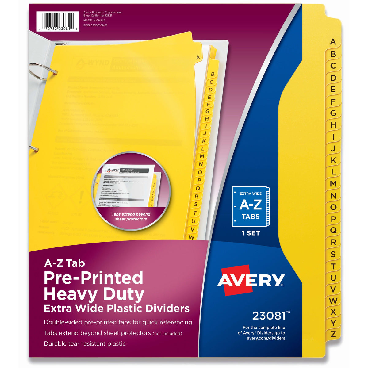 Avery 23081 Plastic Divider Set, 9" x 11", Yellow - Default Title