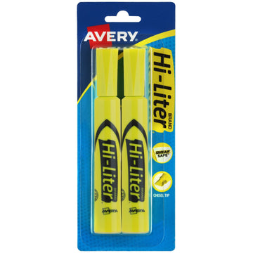 Avery 24081 Highlighter, Yellow, 2/Pack - Default Title