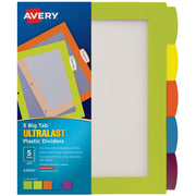 Avery Plastic Divider Set, Letter, Assorted - 5-Tab
