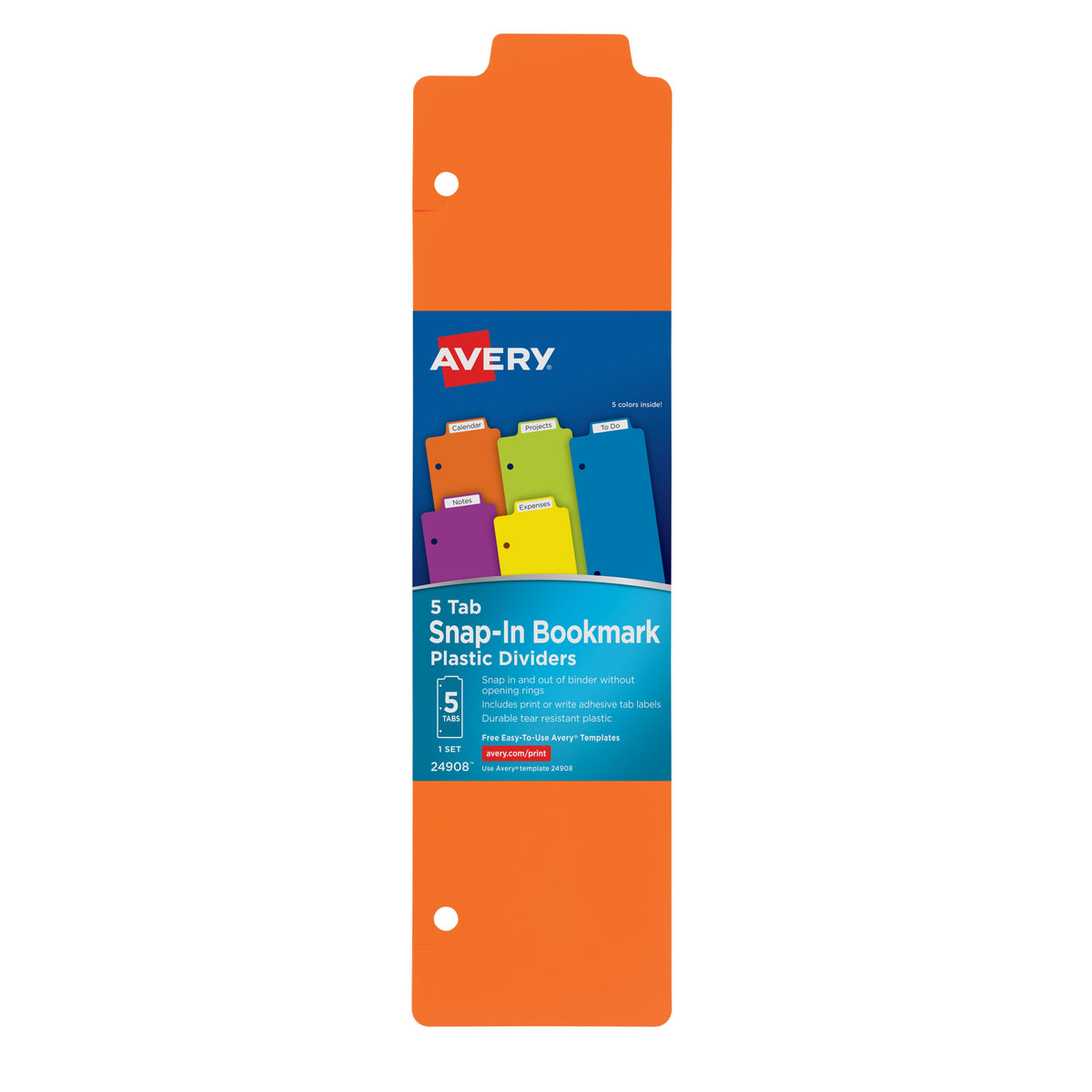 Avery 24908 Divider, 11 1/2" Long, Assorted, 5/Pack - Default Title