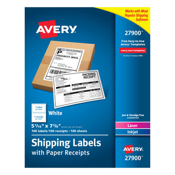 Avery 27900 Paper Label, 5 1/16" x 7 5/8", White, 100/Box - Default Title