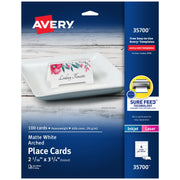 Avery 35700 Cardstock Tent Card, 2 1/16" x 3 3/4", White, 100/Pack - Default Title