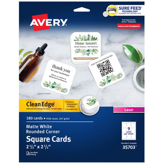 Avery 35703 Paper Card, 2 1/2" x 2 1/2", White, 180/Pack - Default Title