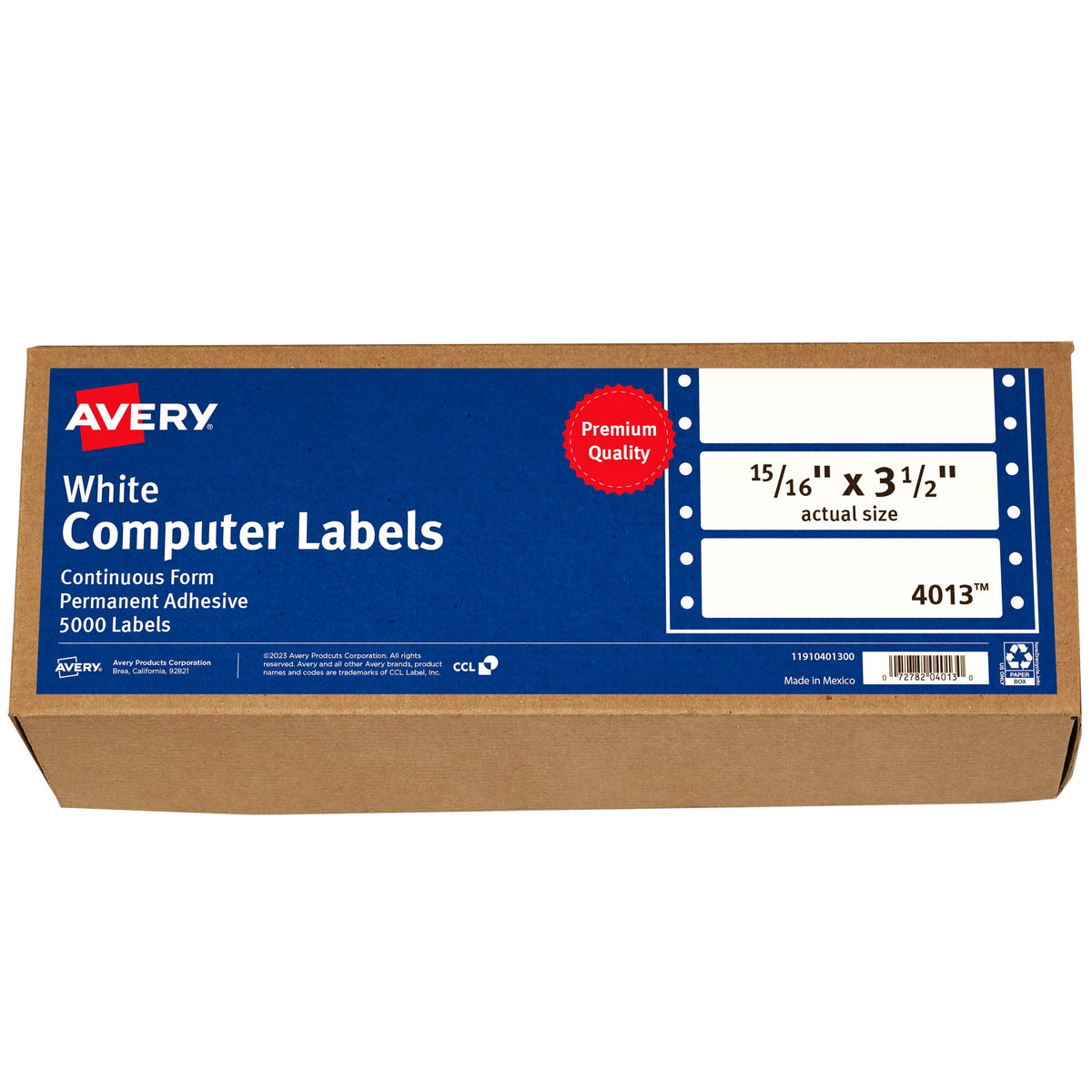 Avery 04013 Paper Mailing Label, 3 1/2" x 15/16", White, 5,000/Box - Default Title