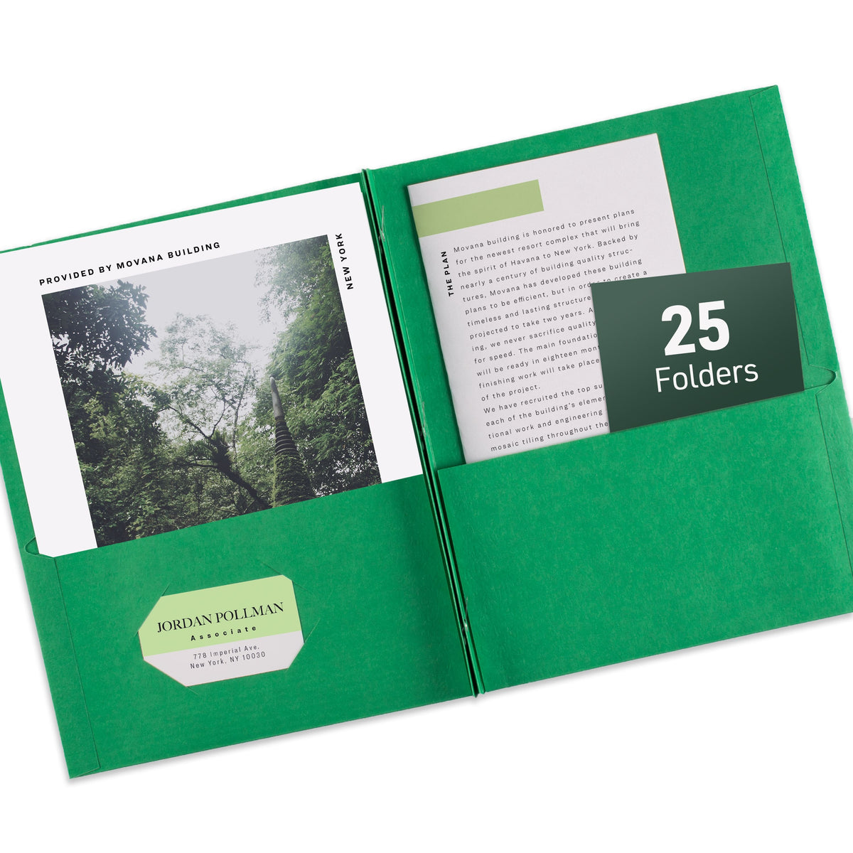 Avery Paper Folder, 70 Sheets, 25/Box - Green