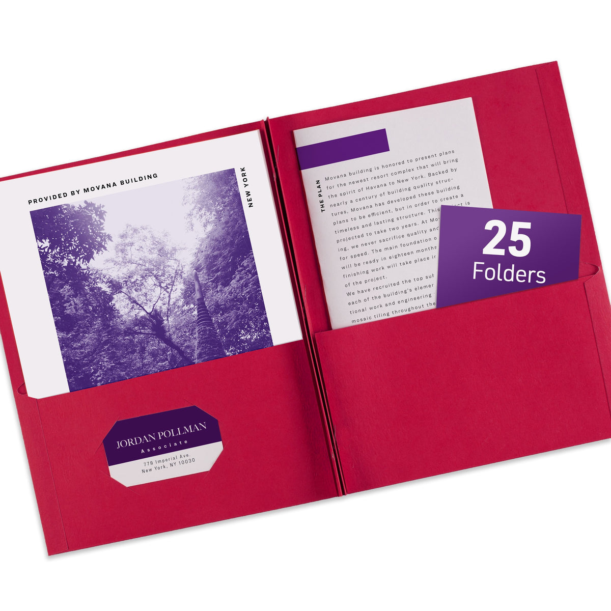 Avery Paper Folder, 70 Sheets, 25/Box - Red