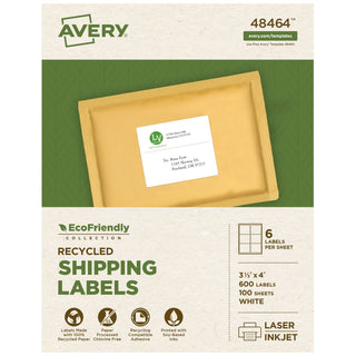Avery 48464 Recycled Materials Label, 3 1/3" x 4", White, 600/Box - Default Title