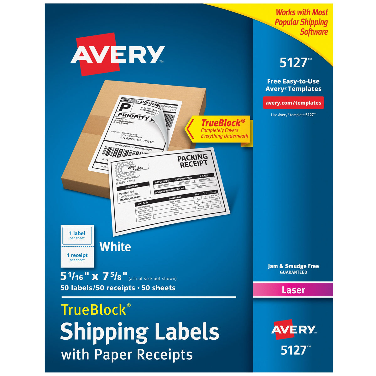 Avery 5127 Paper Label, 5 1/16" x 7 5/8", White, 50/Pack - Default Title