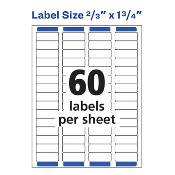 Avery Printable Label, 1 3/4" Long, White - 2/3"