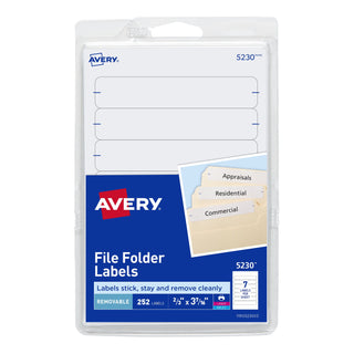 Avery 5230 File Folder Label, 2/3" x 3 7/16", White, 252/Pack - Default Title