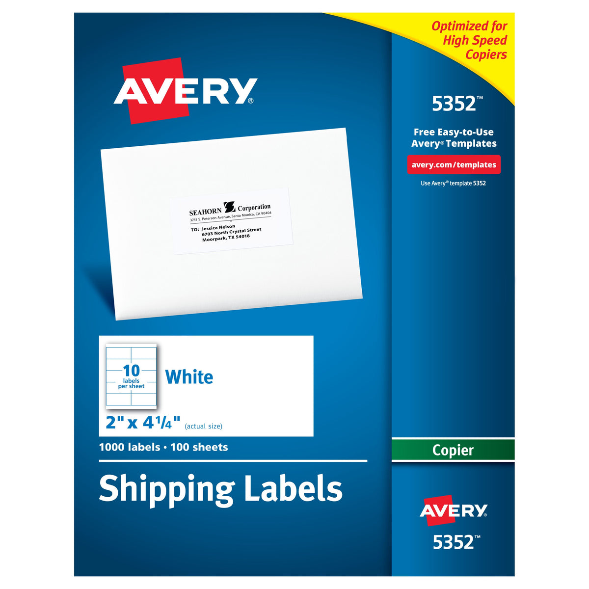 Avery 5352 Paper Label, 2" x 4 1/4", White, 1,000/Box - Default Title