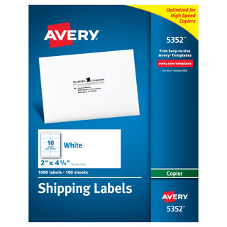 Avery 5352 Paper Label, 2" x 4 1/4", White, 1,000/Box - Default Title