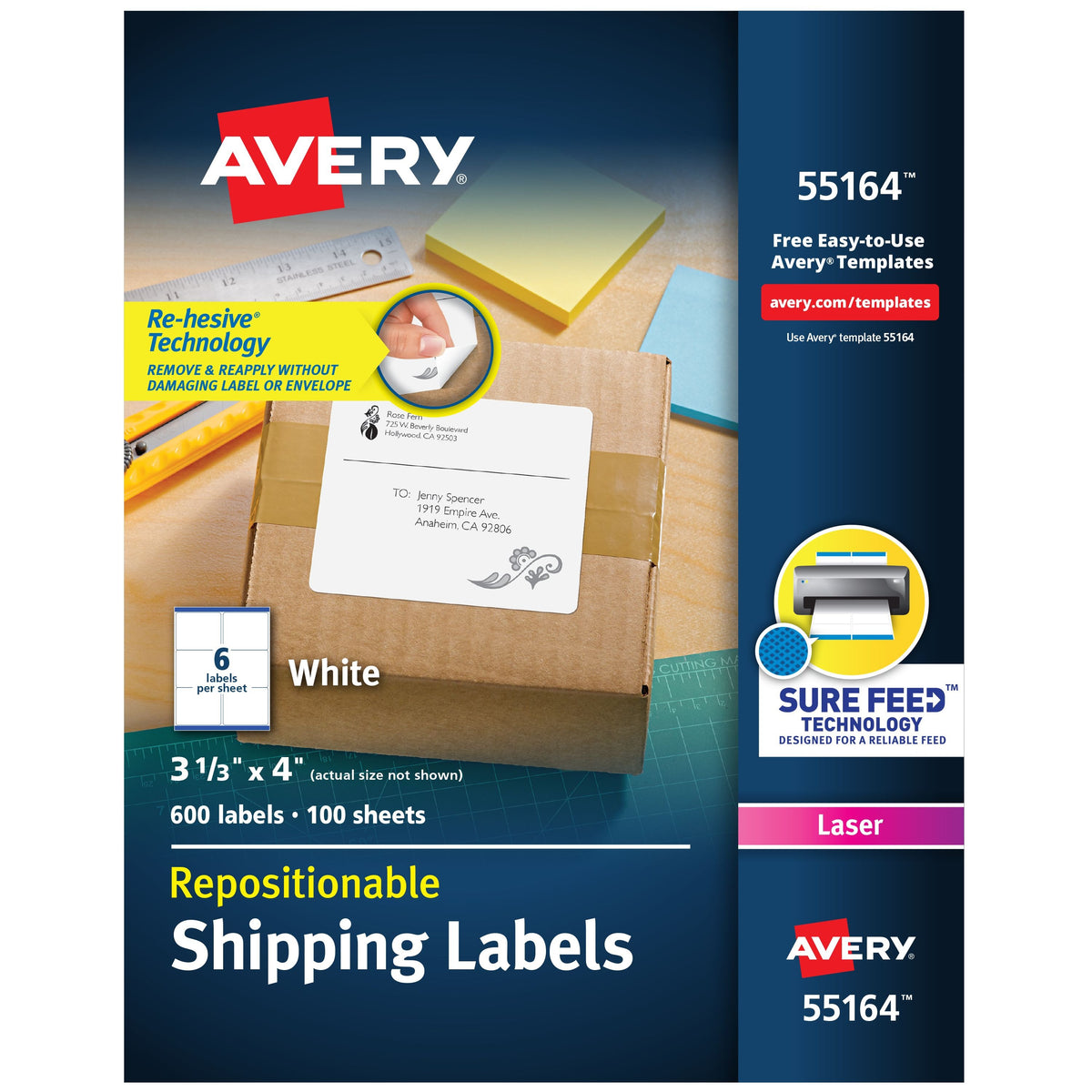 Avery Mailing Label, White - 3 1/3"