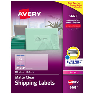 Avery Paper Label, 4" Long, Clear - 2"
