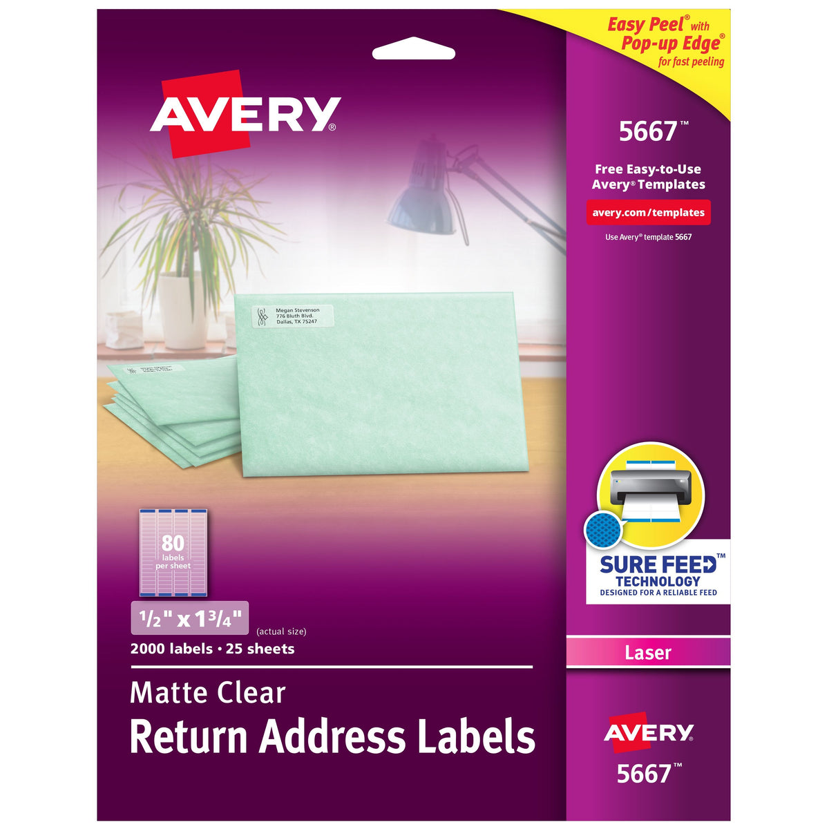 Avery 5667 Label, 1/2" x 1 3/4", Clear, 2,000/Pack - Default Title