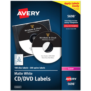 Avery 5698 Paper Label, White, 100/Pack - Default Title