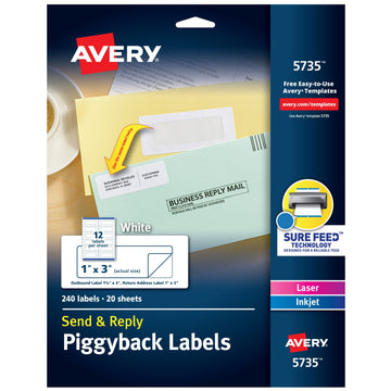 Avery 5735 Paper Label, 1 5/8" x 4", White, 240/Pack - Default Title