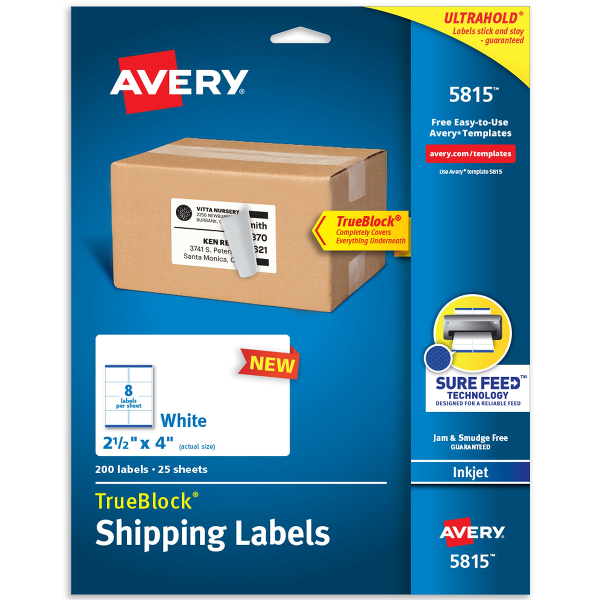 Avery Shipping Label, White, 200/Pack - 4"