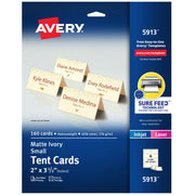 Avery Cardstock Tent Card, 2" x 3 1/2", 160/Box - Ivory