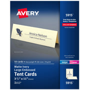 Avery Cardstock Tent Card, 3 1/2" x 11", 50/Box - Ivory