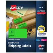 Avery Paper Label, 2" x 4", 1,000/Box - Green