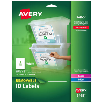Avery 6465 Label, 8 1/2" x 11", White, 25/Pack - Default Title