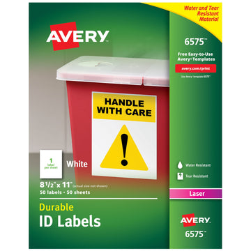 Avery 6575 Label, 8 1/2" x 11", White, 50/Pack - Default Title