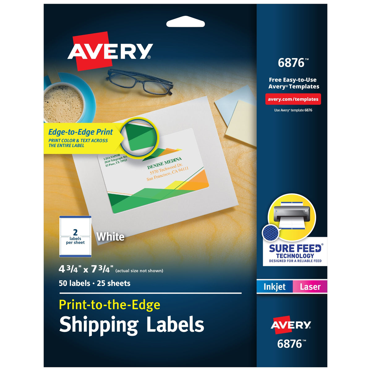 Avery Paper Label, White - 4 3/4"