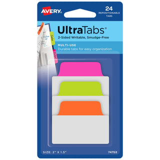 Avery Self-Adhesive Tab, 2" x 1 1/2", Assorted - 24/Pack