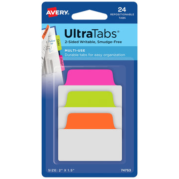 Avery Self-Adhesive Tab, 2" x 1 1/2", Assorted - 24/Pack