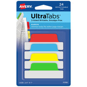 Avery Self-Adhesive Tab, 2 1/2" x 1", Assorted, 24/Pack - Primary