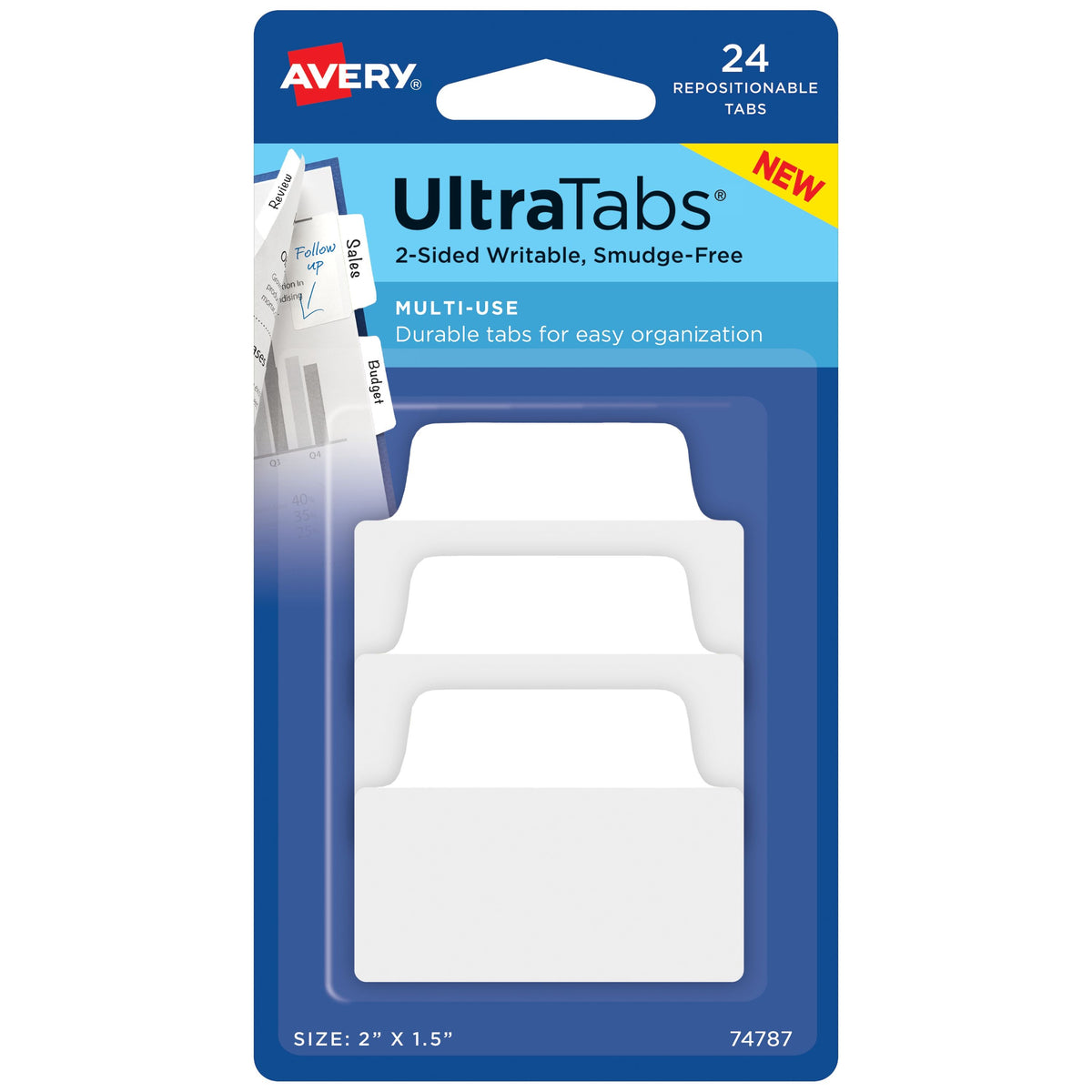 Avery Tab, White - 2"