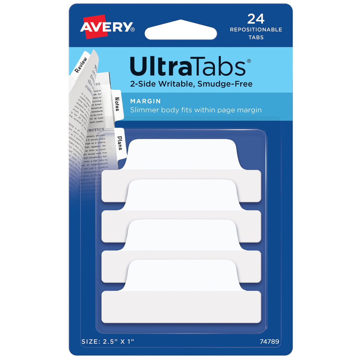 Avery Tab, White - 2 1/2"