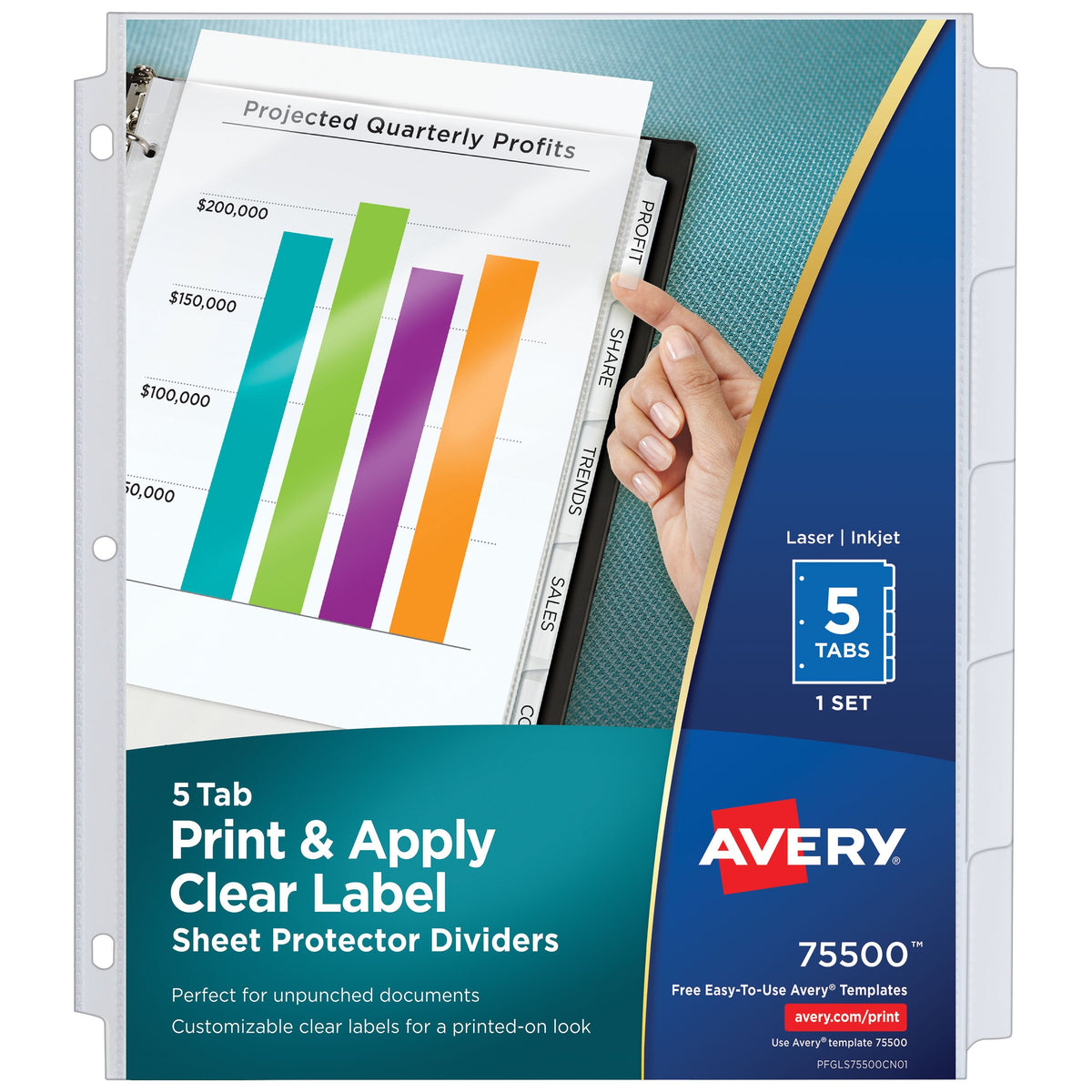 Avery Self-Adhesive Divider, Letter, Clear - 5-Tab