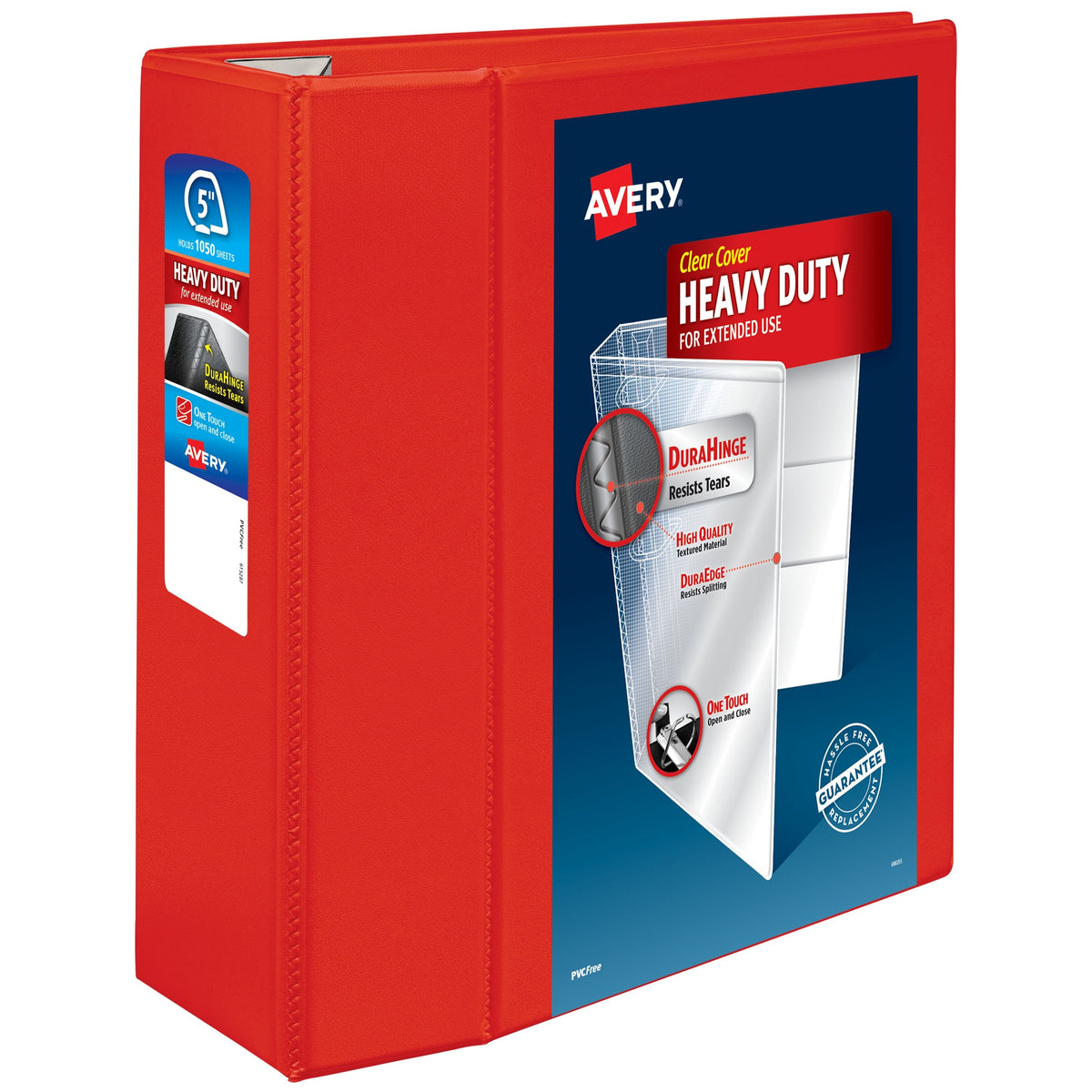 Avery Heavy-Duty Binder, 8 1/2" x 11" - Red / 1,050 Sheets 5"
