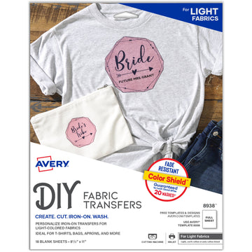 Avery 8938 Paper Fabric Transfers, 8 1/2" x 11", 18/Pack - Default Title