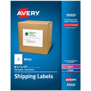 Avery 95920 Printable Label, 8 1/2" x 11", White, 250/Box - Default Title
