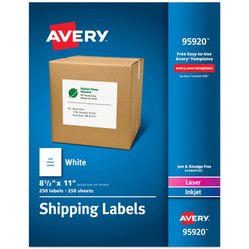 Avery 95920 Printable Label, 8 1/2" x 11", White, 250/Box - Default Title