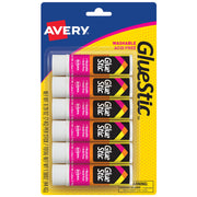 Avery Permanent GlueStick, White - 6/Pack