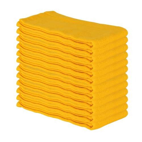 Hospeco ABSBNT Cotton Huck Towel, 16" x 26", 12/Pack - Yellow