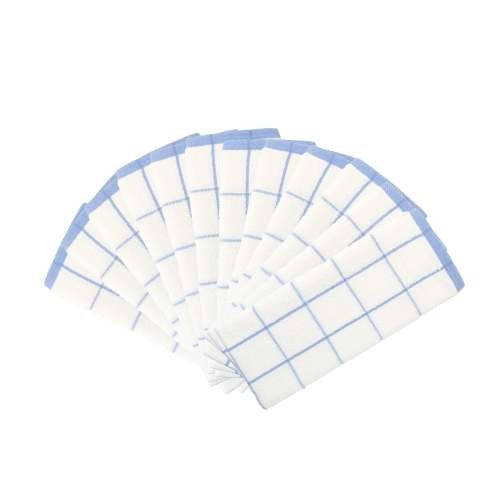 Hospeco Cotton Kitchen Towel, 15" x 25", 12/Pack - Blue White
