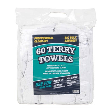 Hospeco Cotton Bar Towel, 14" x 17", White - 300/Case