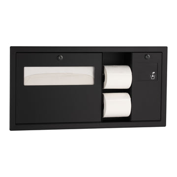 Bobrick B-3092.MBLK ClassicSeries Stainless Steel Toilet Paper Dispenser, 1,800 Sheets 500 Seat Covers Double Roll - Default Title