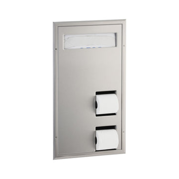 Bobrick B-34715 Stainless Steel Toilet Paper Dispenser, Double Roll, Silver - Default Title