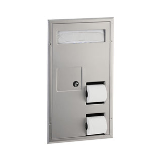 Bobrick B-35715 Stainless Steel Toilet Paper Dispenser, Double Roll, Silver - Default Title